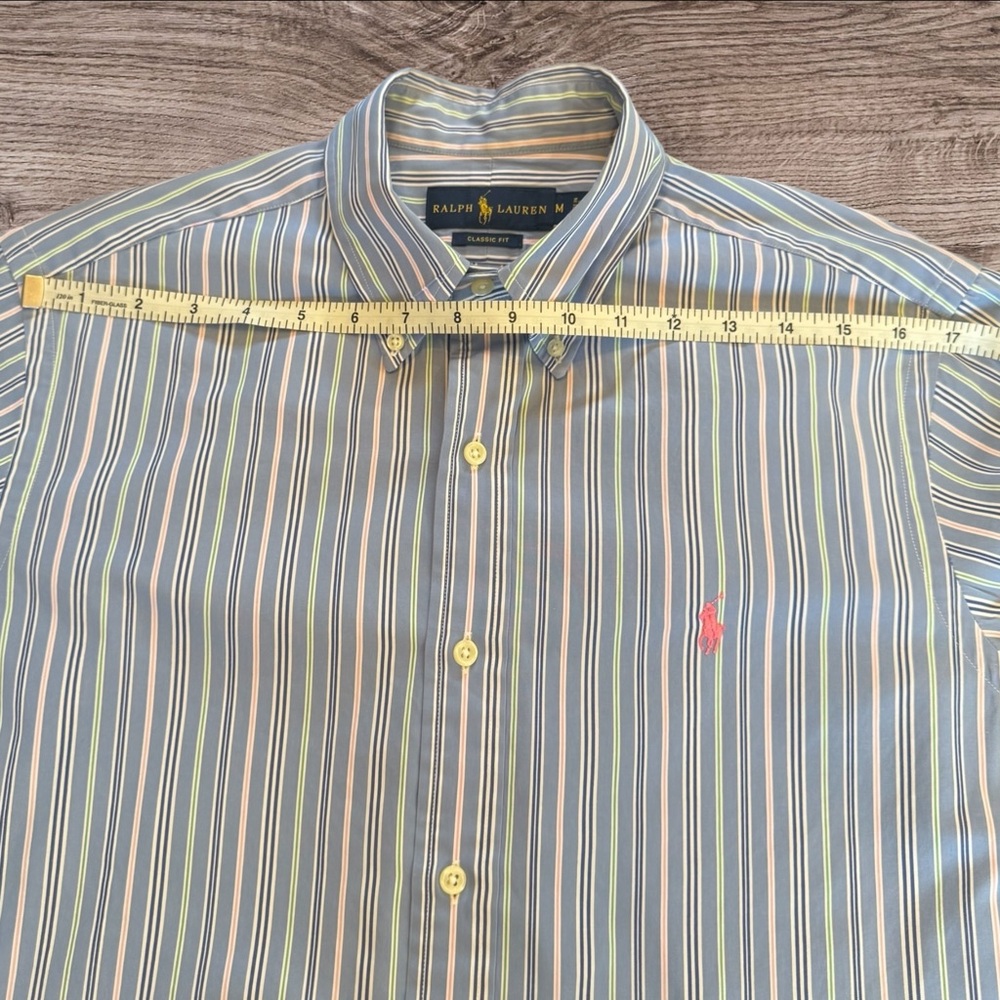 RALPH LAUREN Classic Fit Blue Multi Stripe Button Down Shirt M - Picture 6 of 9